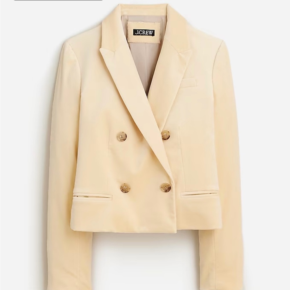 Cropped double-breasted blazer in stretch velvet size 0 NWT